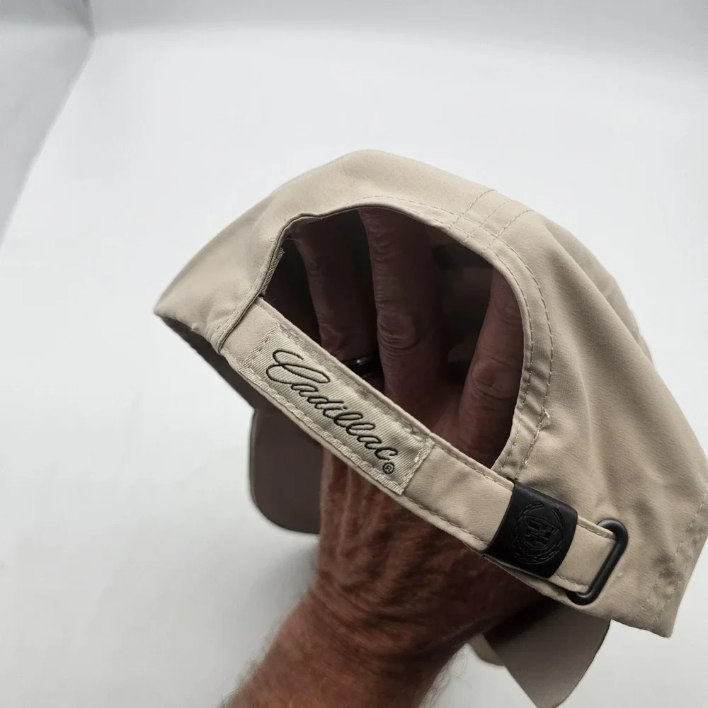 Cadillac Hat Cap Strap Back Mens One Size Beige Crest Logo Car Embroidered